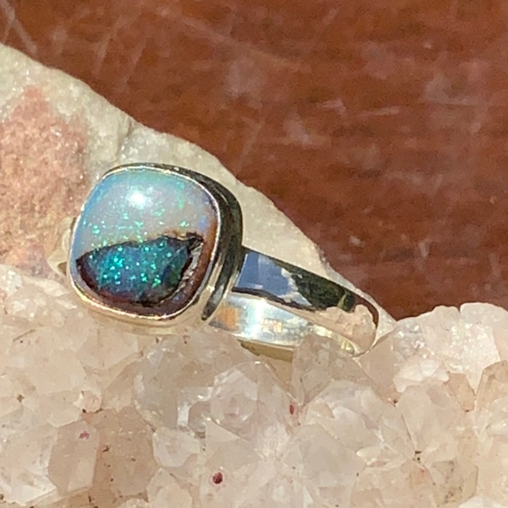 STERLING OPAL 925 STERLING SILVER RING, SIZE 7 - Picture 10 of 14